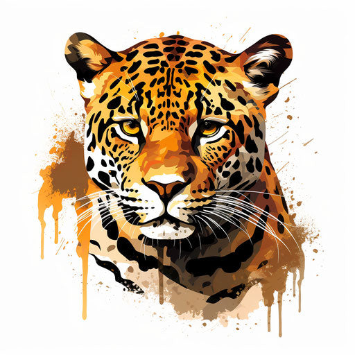 Jaguar illustration in the style of Chiaroscuro Art, on white background