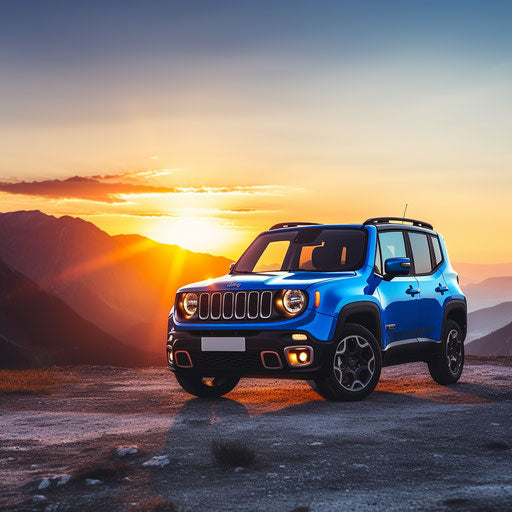 Bright blue classic jeep renegade