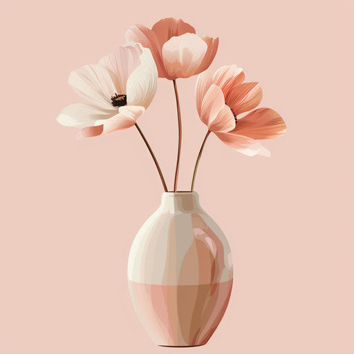 Realistic vase on dusky rose background