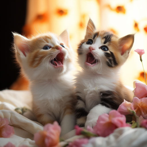 Calico cat kittens playing