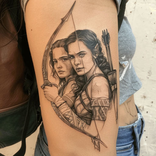 Sister tattoos with epic battles and legendary heroines