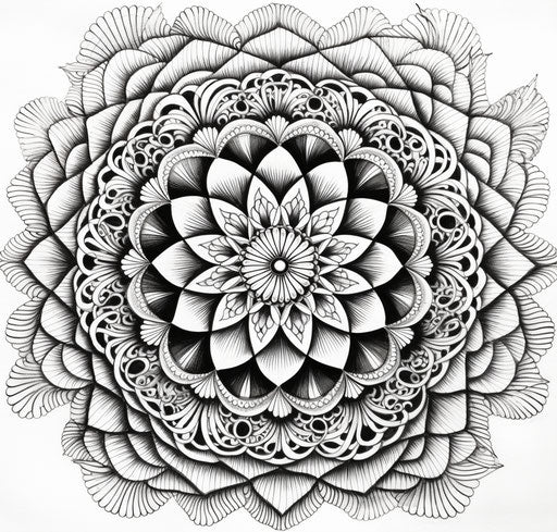 Intricate mandala design, intricate pen drawings 76:73