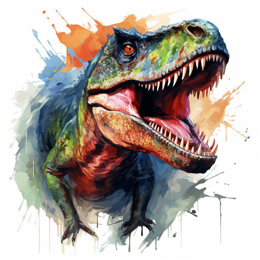 Dinosaur clipart in the style of Oil painting, on a white background