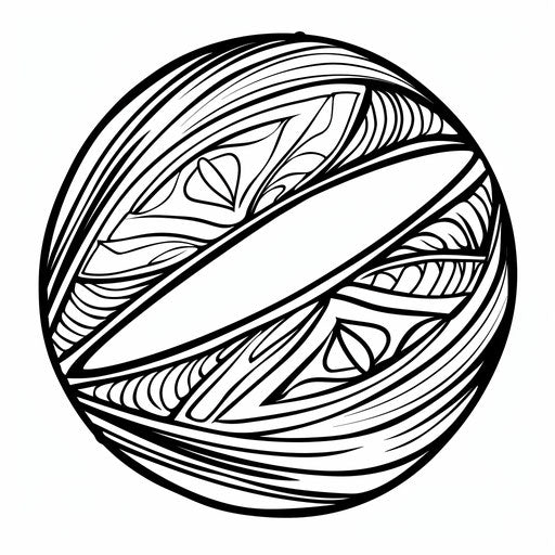 Rugby ball with bold patterns, coloring book page