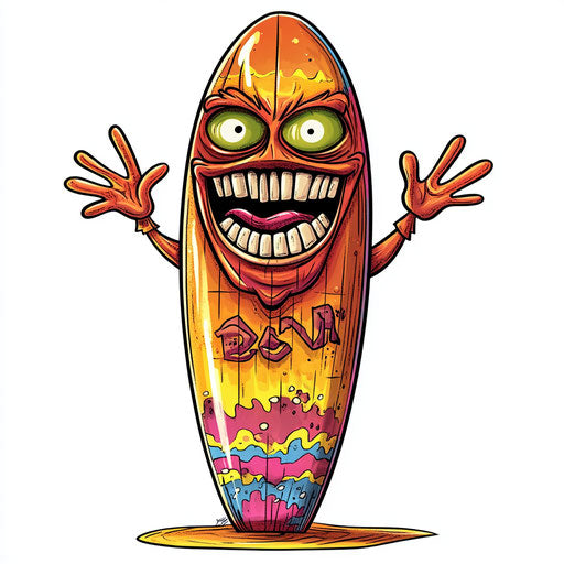 Flexible Surfboard Caricature Clipart Files for Diverse Media