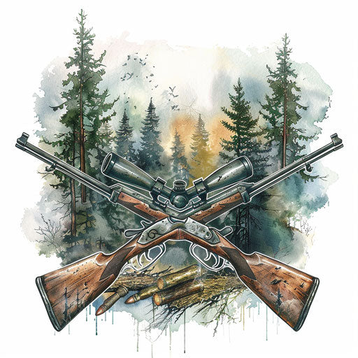 Duo of crossed vintage rifles in a photorealistic tattoo design