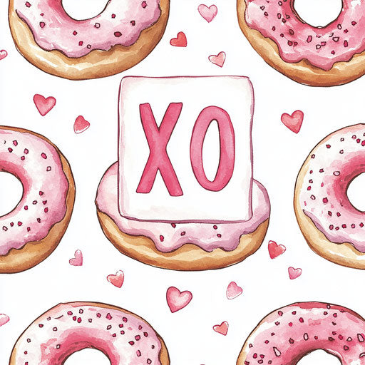 Valentine's Day doughnut seamless pattern with XO text