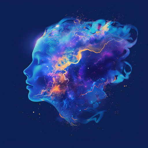 Realistic mental health clipart on flat indigo background