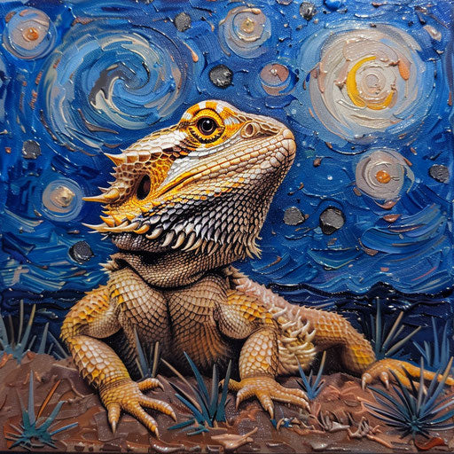 Bearded dragon under a starry sky