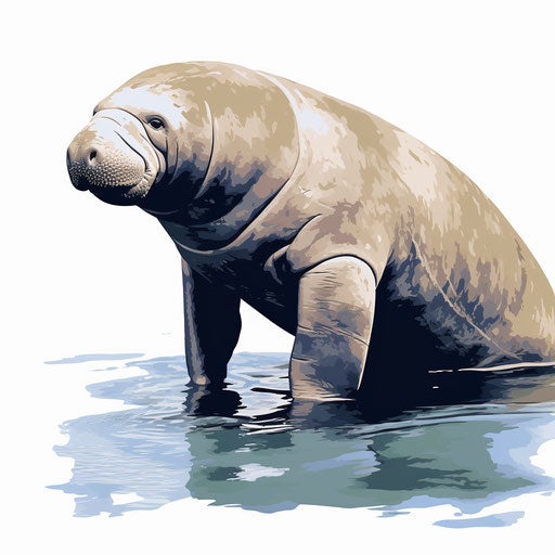 Manatee clipart in the style of Chiaroscuro Art, on a white background