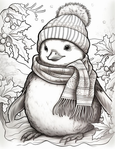 Adorable penguin cartoon coloring page