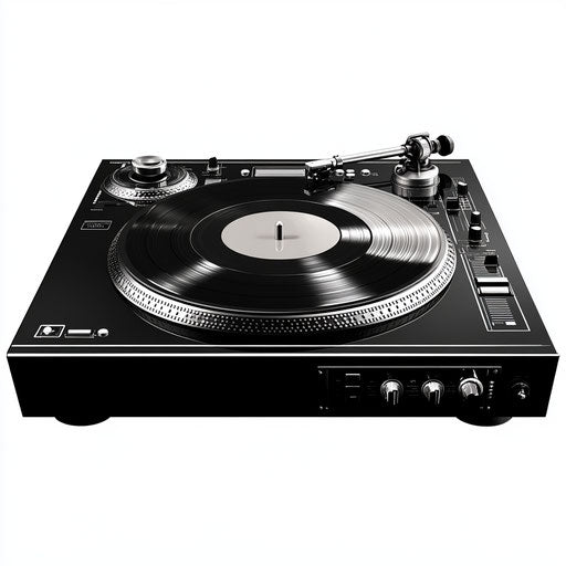 Realistic illustration of a DJ turntable, high resolution, isolated