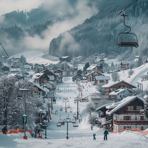Alpine ski resort in Austria with nearly no snow