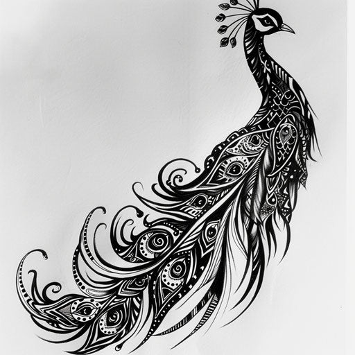 Peacock tattoo in tribal art style