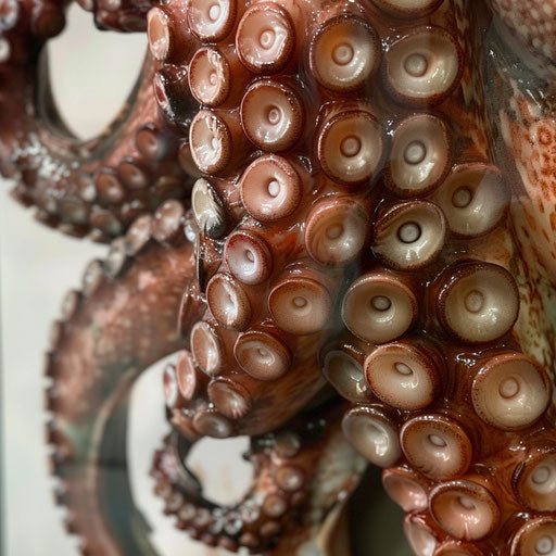 Octopus suction cups on glass