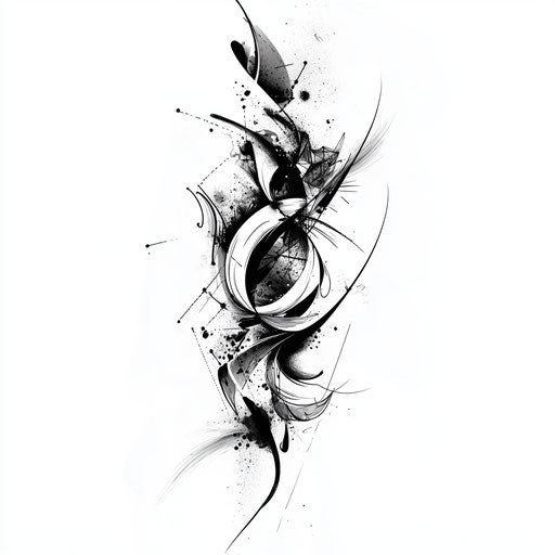 Cartoon-style tattoo for women with abstract patterns