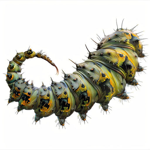 Caterpillar clipart in photo realistic style on flat white background