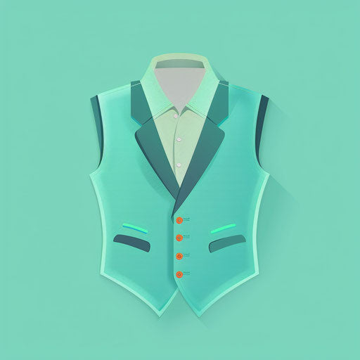 Realistic vest clipart on flat turquoise background