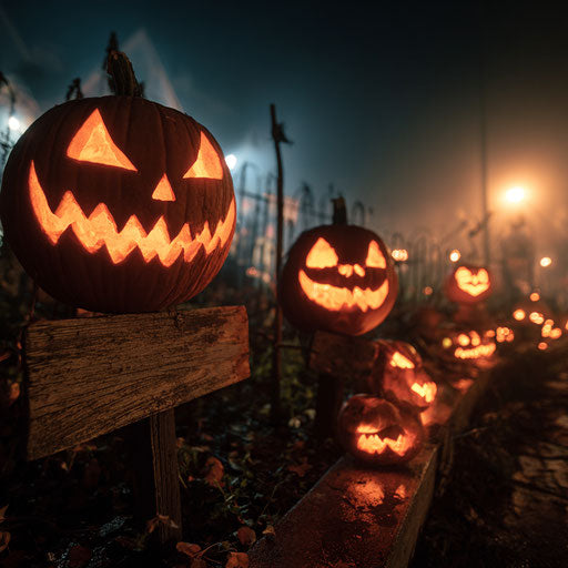 Glowing Jack-o'-Lanterns in the Dark