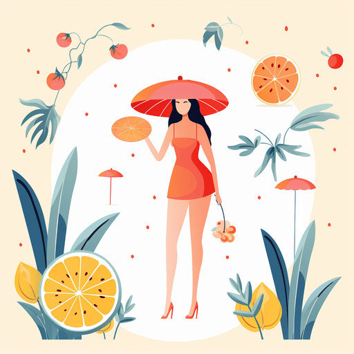 Summer minimalist style clipart, on white background