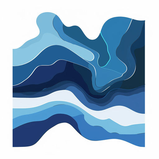 Abstract map blending various shades of blue