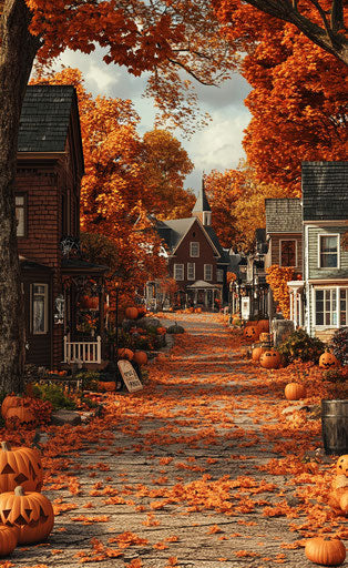 Quaint New England town for Halloween