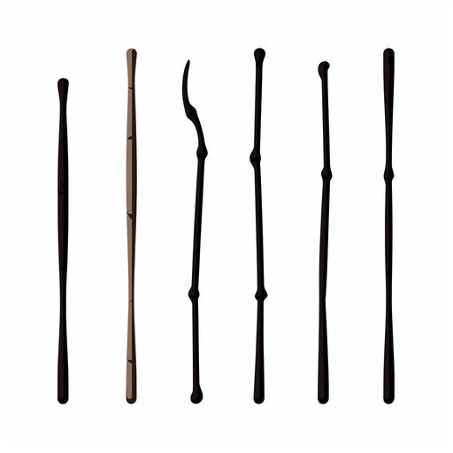 Minimalist-style clipart of a cane on white background