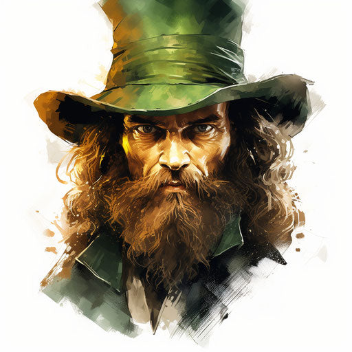 Leprechaun clipart in the style of Chiaroscuro Art, on a white background