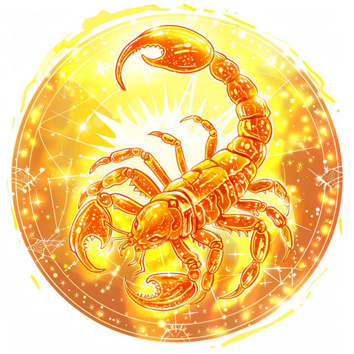 Radiant tattoo sketch in clipart style of Scorpio constellation