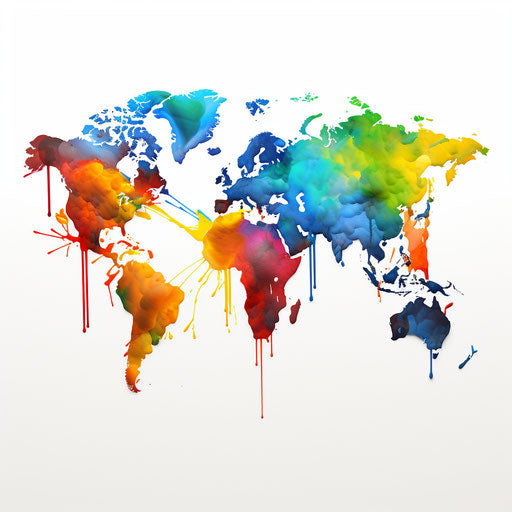 World map in Oil painting style