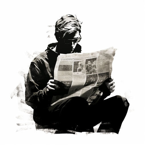 Newspaper clipart in the style of Chiaroscuro Art