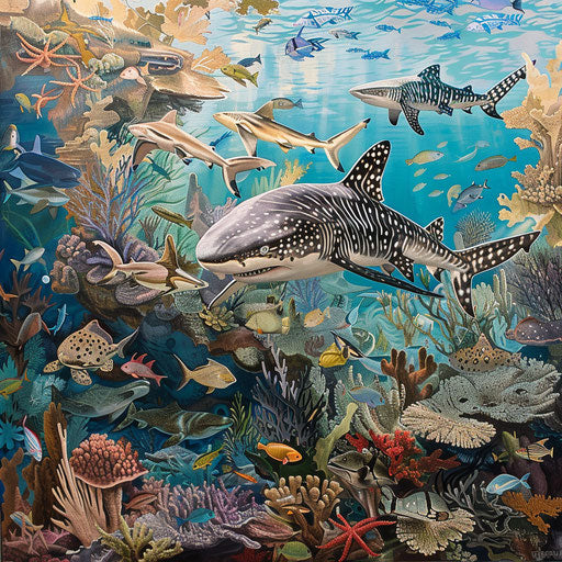 Zebra shark mural for an oceanographic museum