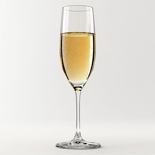 3D champagne glass on flat white background, isolated clipart