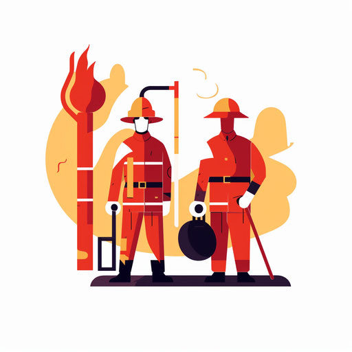 Minimalist style illustration of a firefighter on white background