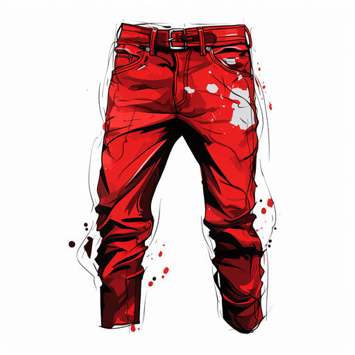 Illustration of pants in the style of Chiaroscuro Art, on white background