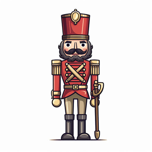 Nutcracker illustration in the style of Chiaroscuro Art, on white background