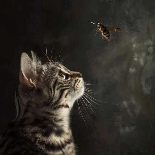 An American cat stares at an insect