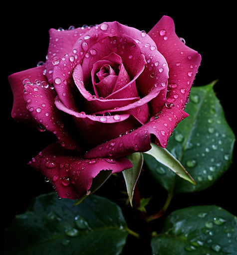 Beautiful May Rose, dark pink and dark emerald style