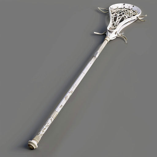 Realistic lacrosse stick clipart on flat slate grey background
