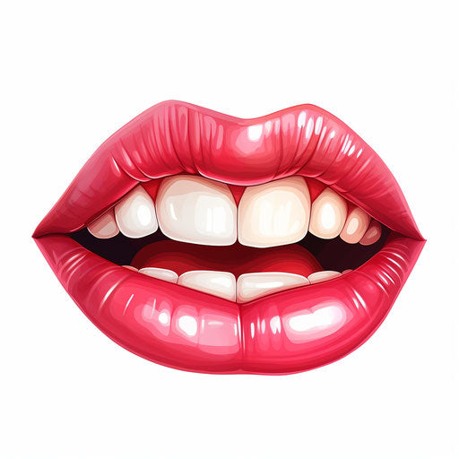 Cartoon mouth in the style of oil painting on white background