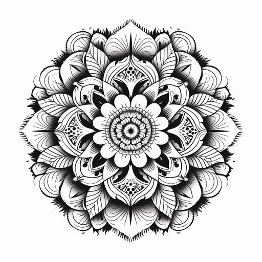 Drawing page for mandala in circle on white background