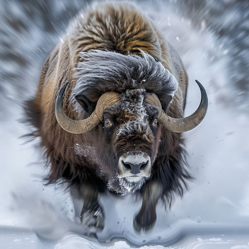 Wild musk ox with dynamic movement à la Burrard-Lucas