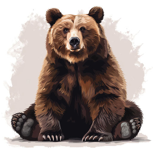 Cute bear in realistic style with flat random background