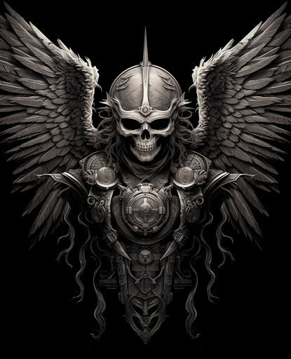 Person with a shield-shaped head with large wings