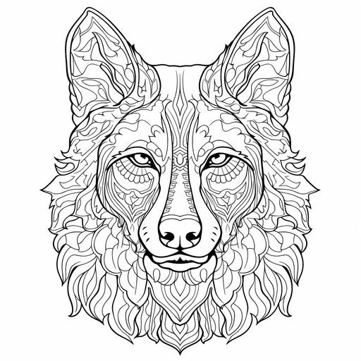 Griffin German Shepherd head coloring page vector illustration