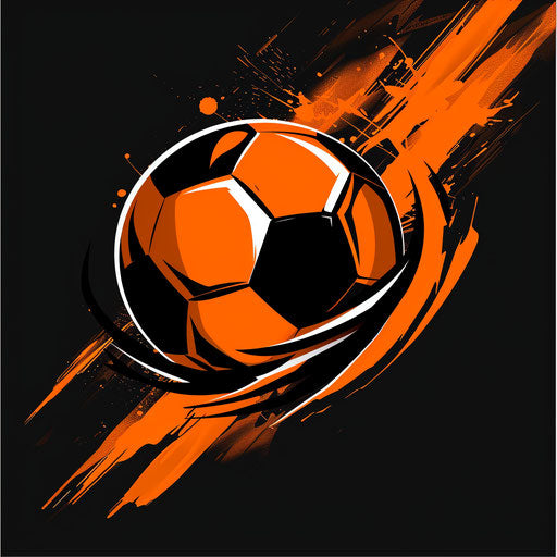 Football logo design in orange and black with a dynamic background
