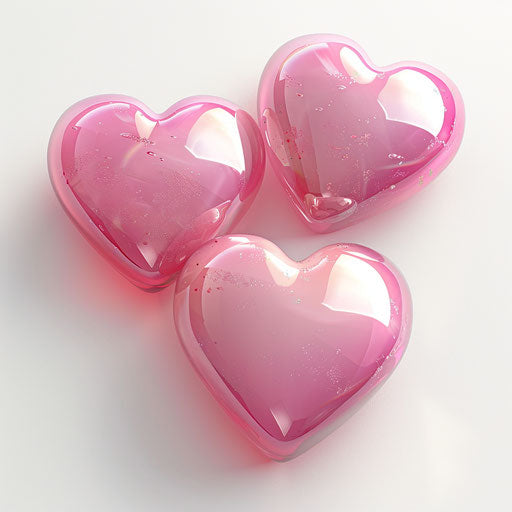 Three pink heart icons on white background, stunning style