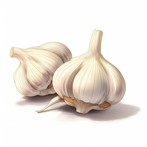 Garlic clipart in the style of Chiaroscuro Art, on a white background