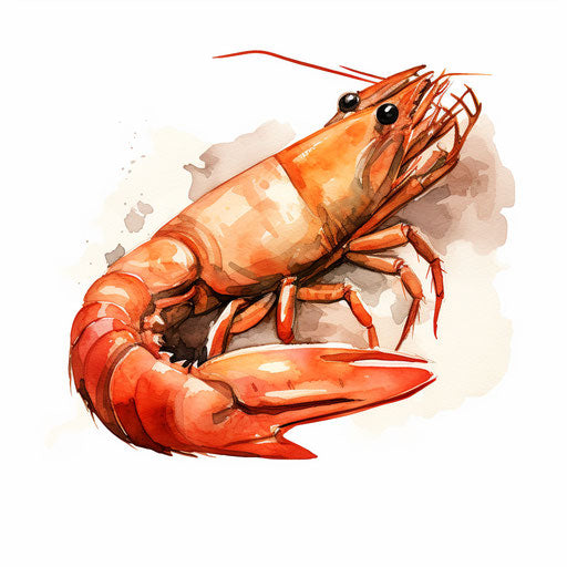 Shrimp clipart in the style of Chiaroscuro Art, on a white background