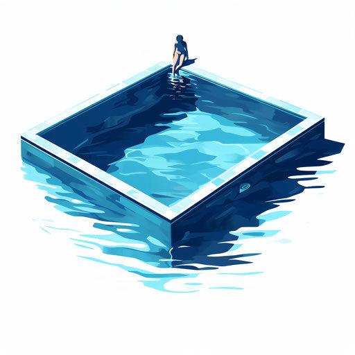 Swimming pool illustration in the Chiaroscuro style, on white background
